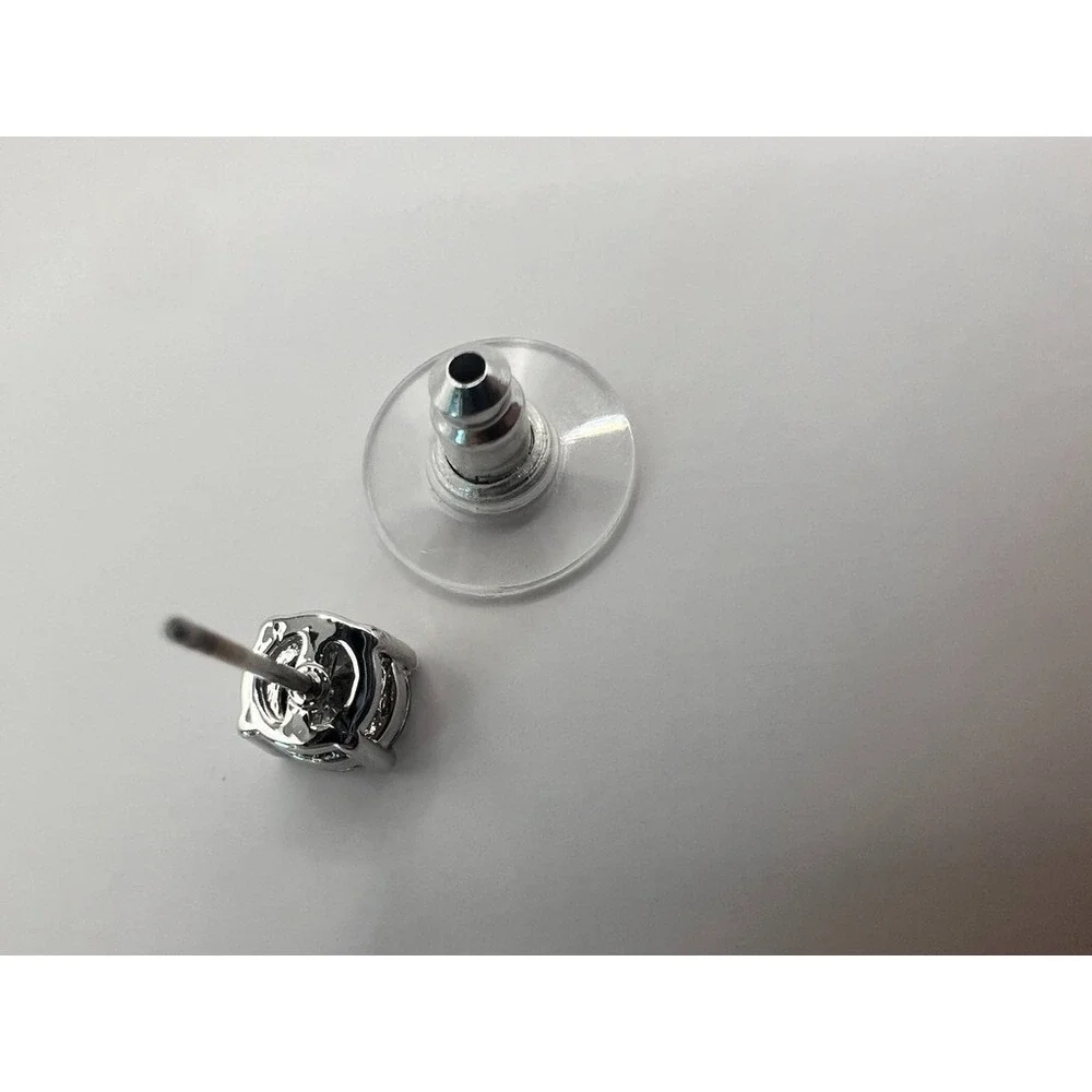 RSVP Cubic Zirconia Stud Earrings Sterling Silver Post‎ 6mm Clear Round NEW Gift